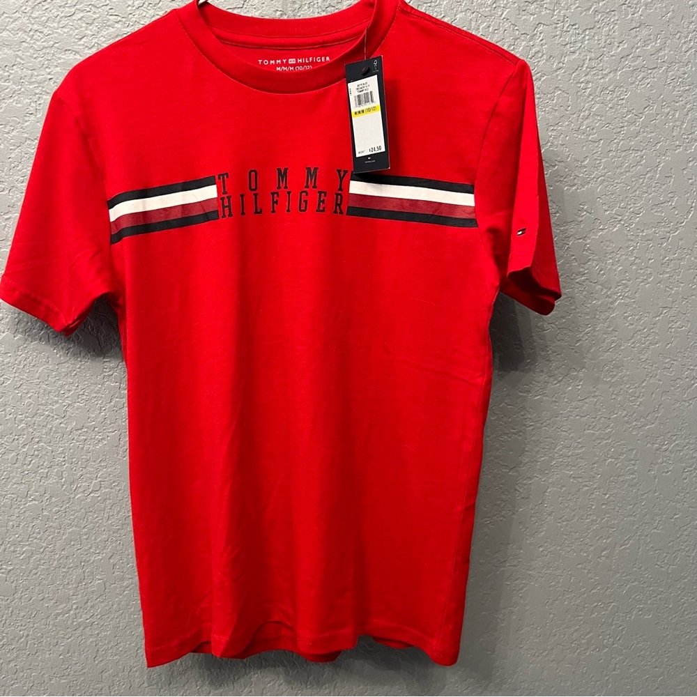 Tommy Hilfiger boy’s crew neck red t-shirt Short sleeve Medium (10/12)